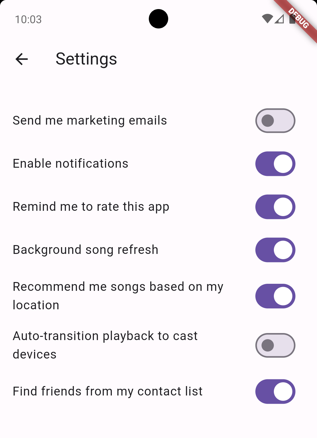 Flutter switches